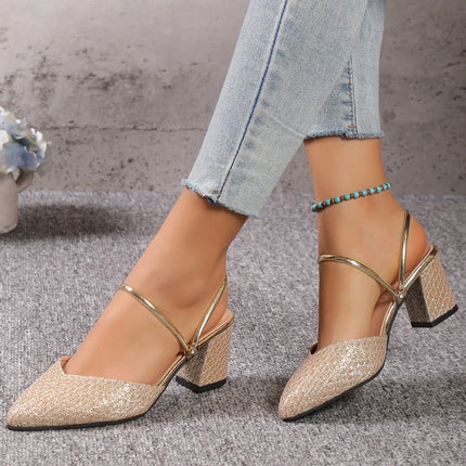Low Heels Sandals Woman Summer Fashion High Heels Shallow Women Designer Sandals Luxury Shoes for Women Wedding Party Shoes