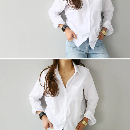 Cotton Blouse White Shirt Fashion Women Blusas Mujer De Moda OL Style Tops Casual Ladies Long Sleeve Shirts and Blouses 3496