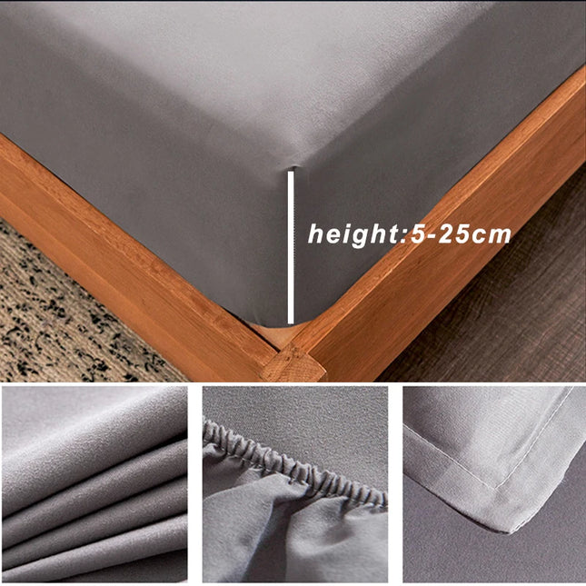 Cotton Fitted Sheet with Elastic Bands Non Slip Adjustable Mattress Covers