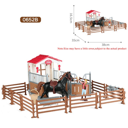 Farm Stable House Model Action Figures Emulational Horseman Horse Animals e Cute Educational Kids Toy Gift