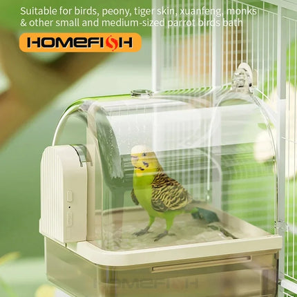 Clear Hanging Bird Bath Automatic Water Circulation Bath Shower For Bird Easy to clean Space Saving Design Bird Cage Accessory