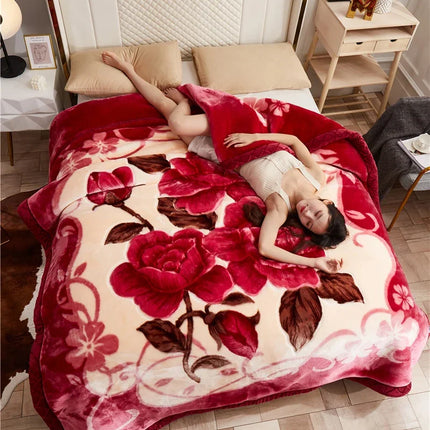 Double layers Raschel Mink Blankets Spring Winter Soft Warm Faux Fur Throw Blankets Heavy Fluffy Weighted Blankets