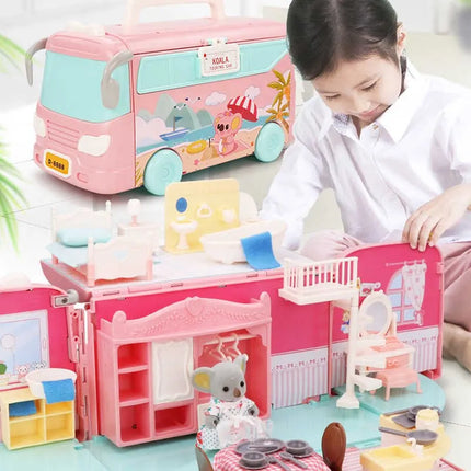 Girl Play House Toy Diy Tour Bus Bedroom Dresser Dining Kitchen Bathroom Shop