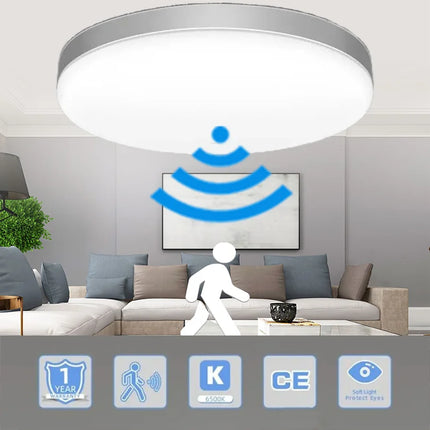 Led Ceiling Lamp With Motion Sensor 12W 24W Smart Home Lighting Led Ceiling Light Fixtures For Entrance Balcony Corridor 85-265V