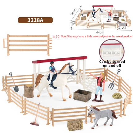 Farm Stable House Horseman Farmer Poultry Horse Animals Figurine Cute Kids Toy Gift