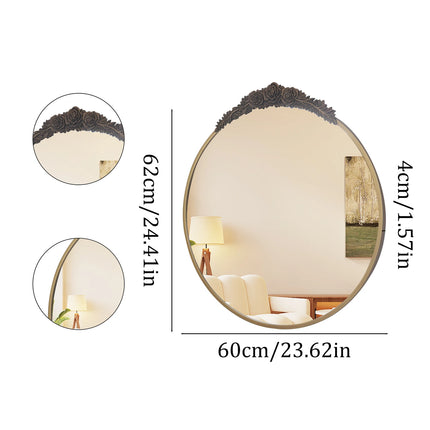 Large Wall Mirror Baroque Mirror Bathroom Decor Round/ Oval Vanity Mirror w Antique Brass Edge for Entryway, Hallway Living Room