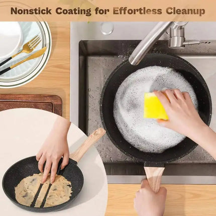 Pots And Pans Set, Nonstick Cookware Sets Black Granite Induction Cookware, Non-Toxic Healthy Non Stic