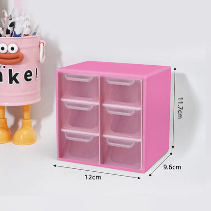 Multifunctional Transparent Six Grid Drawer Storage Box Multi-layer Desktop Storage Box Large Capacity Dustproof Organizing Box