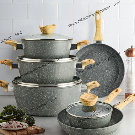 marble non-stick frying pan milk pan soup pot household pot set induction cooker