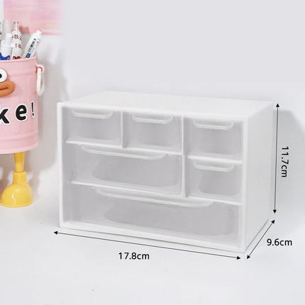 Multifunctional Transparent Six Grid Drawer Storage Box Multi-layer Desktop Storage Box Large Capacity Dustproof Organizing Box