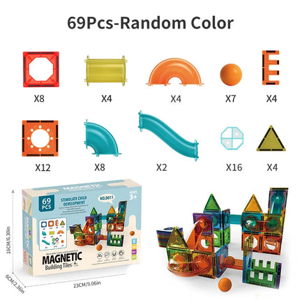 Kids, 3D Clear Educational Building Toys, Magnetic Marble Run Blocks Toys for Kids