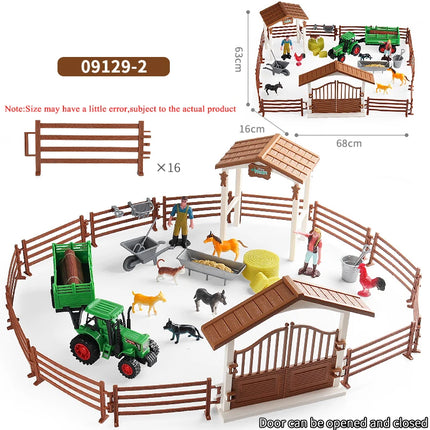 Farm Stable House Horseman Farmer Poultry Horse Animals Figurine Cute Kids Toy Gift