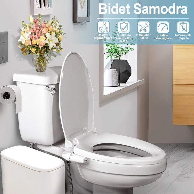 Attachment Ultra-Slim Toilet Seat Attachment Dual Nozzle Bidet Adjustable Water Pressure Non-Electric Ass Sprayer