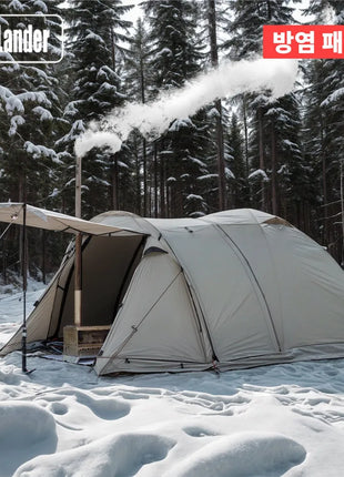 Fireproof 2 Person Winter Tent Hot Tent Waterproof Tunnel Dome Tent with Stove Jack and Snow Skirt for Camping Hiking 4 Season