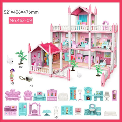Dream Princess Castle Villa Assembly Doll House Set Toy Girl Family Toy Children's