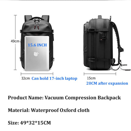 Travel Men 17 inch Laptop Backpack vacuum compression