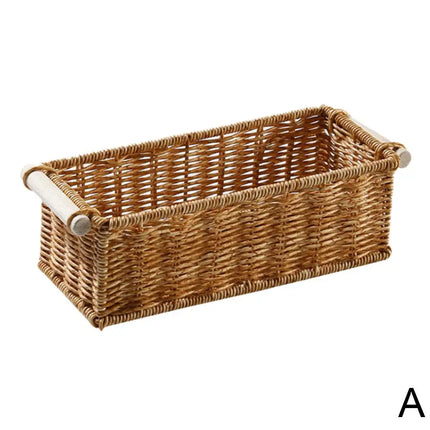 Rattan Storage Basket Wicker Storage Baskets for Shelves Desktop Wicker Baskets for Storage Woven Baskets S/M/L Sizes