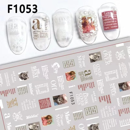 1PCS New Autumn Flowers Nail Decals Animal Nail Stickers Flower