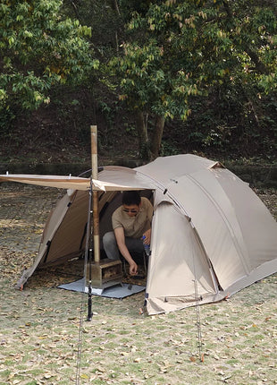 Fireproof 2 Person Winter Tent Hot Tent Waterproof Tunnel Dome Tent with Stove Jack and Snow Skirt for Camping Hiking 4 Season