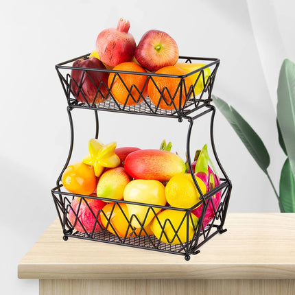 Fruit Bowl Metal For Kitchen Storage, 2 Tier Decorative Fruit Basket, Can Be Used As a Banana Holder, Vegetable Basket