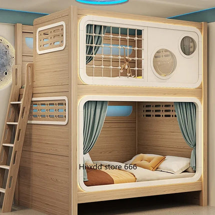 Children's upper and lower bunk double-layer high and low child-mother bed multi-functional combination