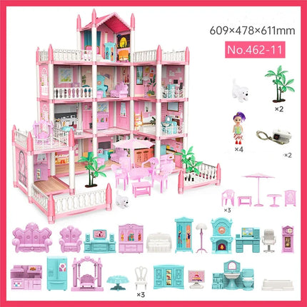Dream Princess Castle Villa Assembly Doll House Set Toy Girl Family Toy Children's