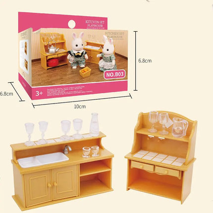 Forest Family Reindeer Rabbit Panda Animal Simulation Dollhouse Furniture Toy Set