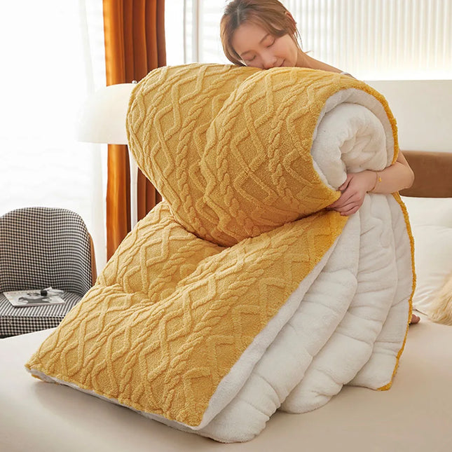 Super Thick Winter Warm Blanket for Bed Artificial Lamb Cashmere Weighted Blankets