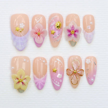 10Pcs 3D beautiful handmade Manicure Press On Nails