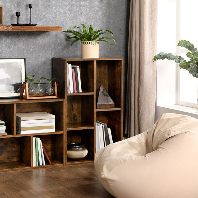 Bookcase, Wooden Bookshelf with 5 Compartments, Floor Standing Storage Unit for Files, Decor, In Study, Living Room