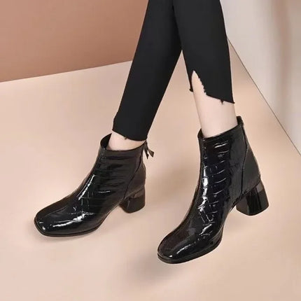 cresfimix botas femininas women cute round toe high quality wine red back zip high heel autumn boots lady cool black shoes ab715