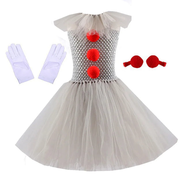 Halloween Costume For Kids Gray Girls Tutu Dress Kids Cosplay