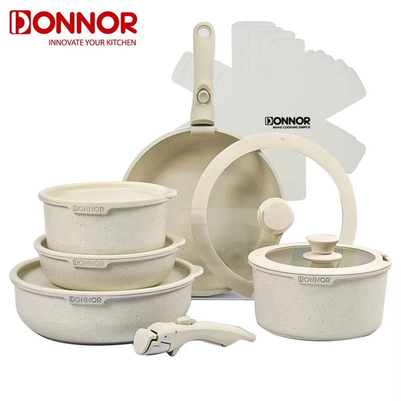 Donnor 17-Piece Removable Handle Non-Stick Cookware Set
