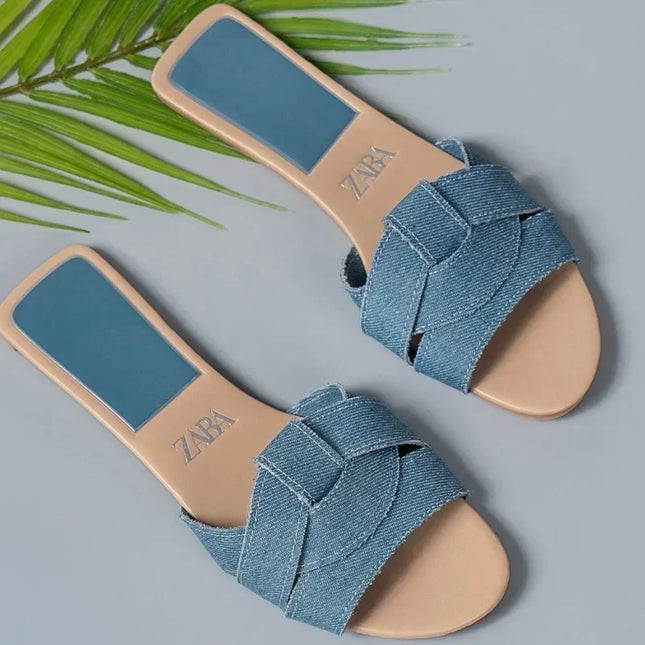 Women Wear Slippers New Women's Shoes Square Head Cross Flat 2024 Summer Sandals Simple Flip-flops