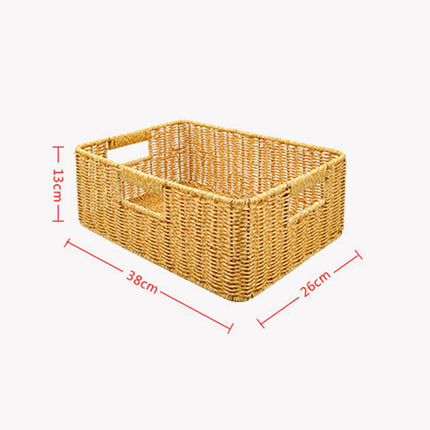 Imitation Rattan Storage Basket Storage Basket Bin Organizer Woven Baskets for Bedroom Kitchen Home Bathroom Coffee Table