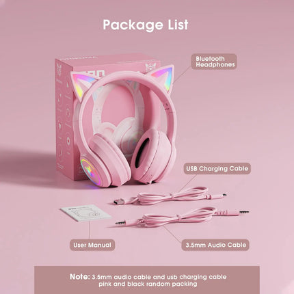 RGB Cat Ear Bluetoothcompatible 5.0 Wireless Gaming Headset