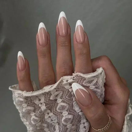 24Pcs French False Nails Almond Fake Nails