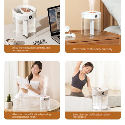 New 2L Double Spray Humidifier Atomizer Usb Large Capacity Home Mute Bedroom Office Night Light Digital Display Humidifier