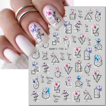 3d Nail Art Decals Elegant White RoyalBlue Roses Flowers