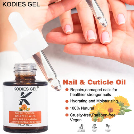 KODIES GEL Nail Cuticle Oil Plant Unrefined Protector Nail Repair Revitalizer Oil 20ML Prevent Agnail Nail Strengthener Hardener