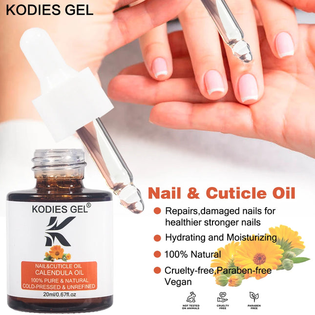 KODIES GEL Nail Cuticle Oil Plant Unrefined Protector Nail Repair Revitalizer Oil 20ML Prevent Agnail Nail Strengthener Hardener
