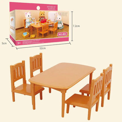 Forest Family Reindeer Rabbit Panda Animal Simulation Dollhouse Furniture Toy Set
