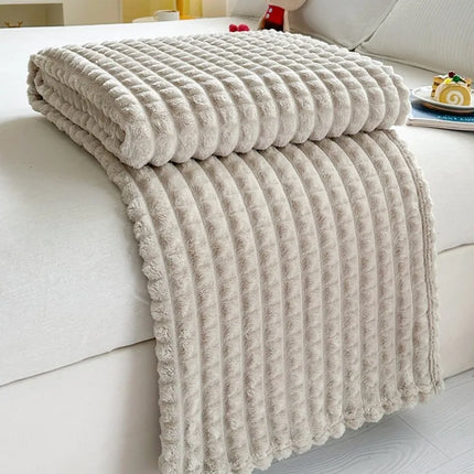 new solid color imitation fur plaid flannel blanket winter office nap blanket