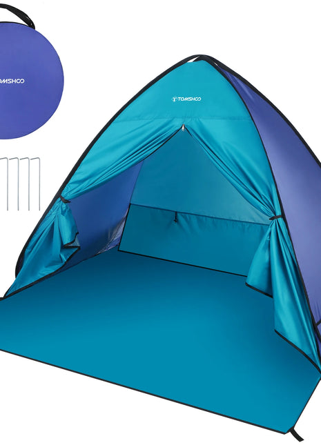 TOMSHOO Pop Up Tent 3-4 Person Outdoor Camping Beach Tent Travel Lightweight Outdoor Beach Shade Sun Shelter Tent Canopy Cabana