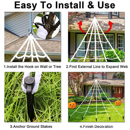 Halloween Triangle Spider Web,5m Large Plush Simulation Spide