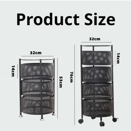 Household Floor Standing MultiLayer Storage Rack Removable Rotating Storage Cabinet Kitchen Vegetable Fruit Basket with Wheel