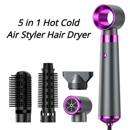 Electric Hair Dryer 5 in 1 Multifunctional Hair Straightener Negative Ion Hair Care Curler Blow Dryer Styling Set Strong Wind