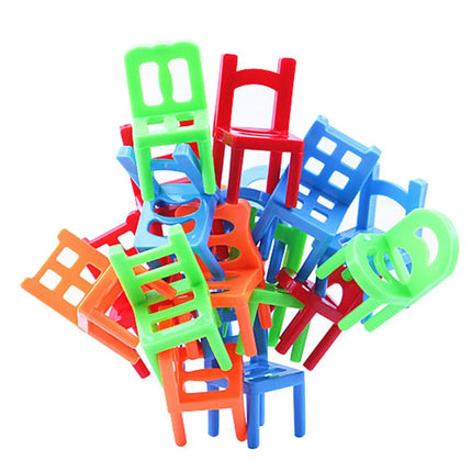 18Pcs/set  Mini Chair Assembly Blocks Plastic Balance Toy Stacking Chairs Kids Desk Educational Play Game Balancing Traning Toys