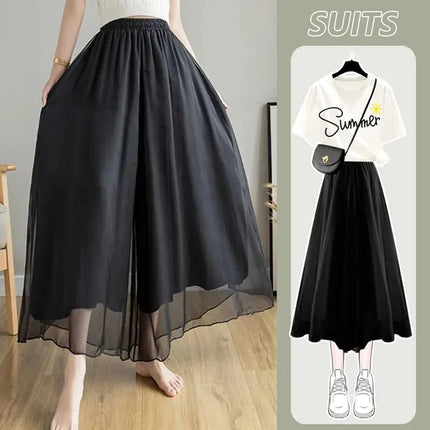 New Loose Versatile Elastic Waist Fashion Elegant Pant Skirt