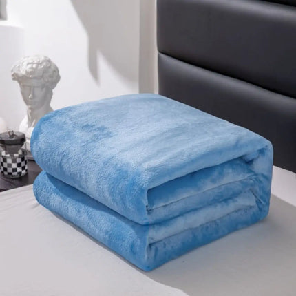 1pc solid color blanket with thickened fleece, suitable for all seasons, machine washable